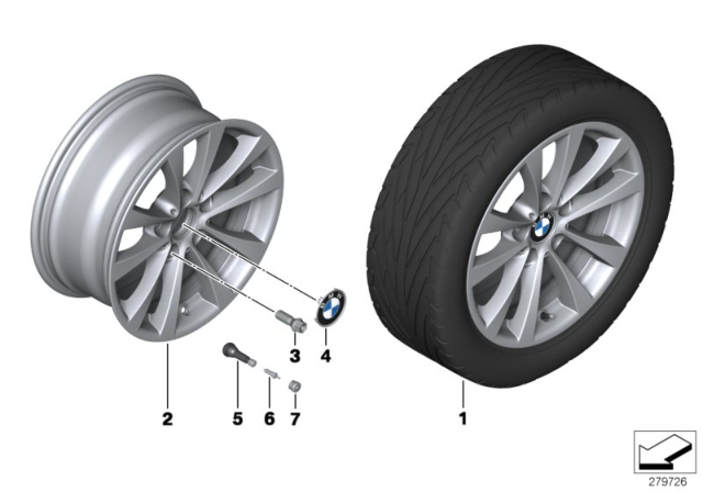 2013 BMW 328i BMW LA Wheel, V-Spoke Diagram 1