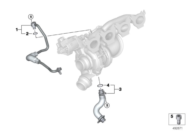 2020 BMW 330i xDrive Oil Supply, Turbocharger Diagram