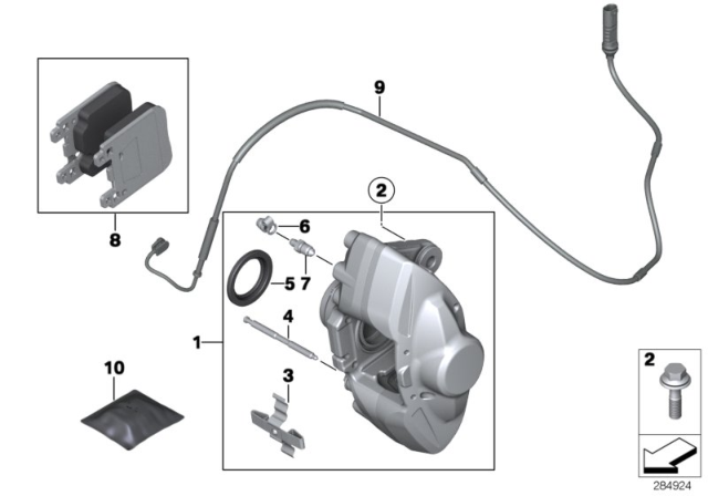 2014 BMW 428i xDrive Rear Wheel Brake, Brake Pad Sensor Diagram 2