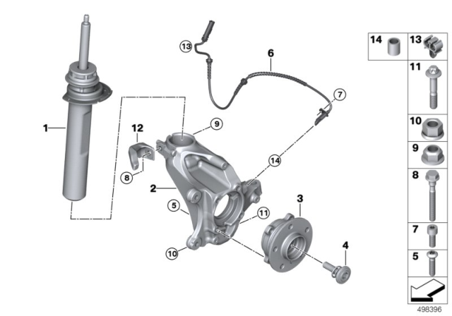 2016 BMW X1 Front Right Shock Absorber Diagram for 31316861692