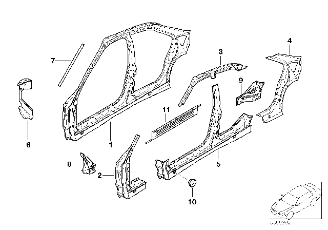 1994 BMW 325i Side Frame Diagram