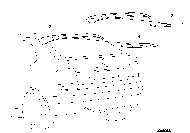 1999 BMW 318ti Installing Set Rear Spoiler Diagram for 82639404041