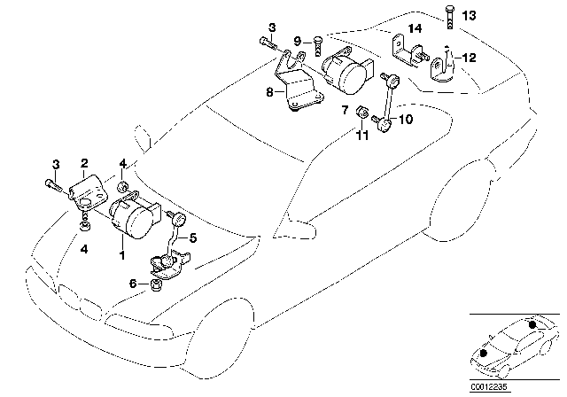 2000 BMW 323Ci Headlight Vertical Aim Control Sensor Diagram