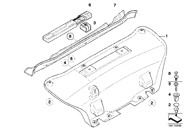 2009 BMW 128i Trim Panel, Rear Trunk / Trunk Lid Diagram 2