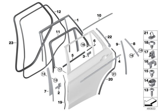 2014 BMW X5 Trims And Seals, Door Diagram 2