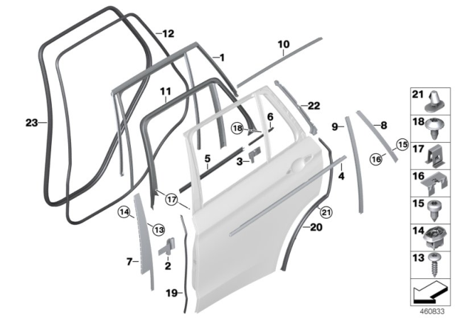 2016 BMW X5 M Trims And Seals, Door Diagram 2