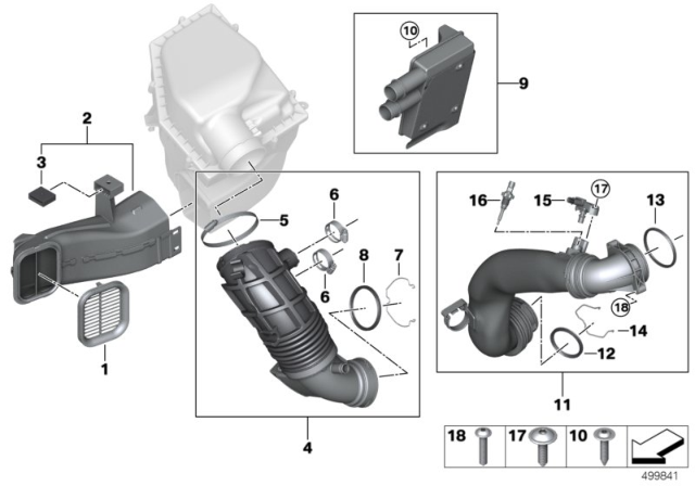 2020 BMW X4 FILTERED AIR PIPE Diagram for 13718694069