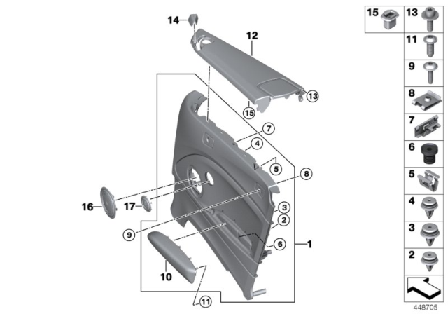 2017 BMW 230i Lateral Trim Panel Diagram