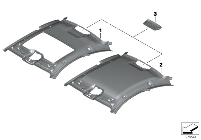 2015 BMW 640i Individual Moulded Headliner Diagram