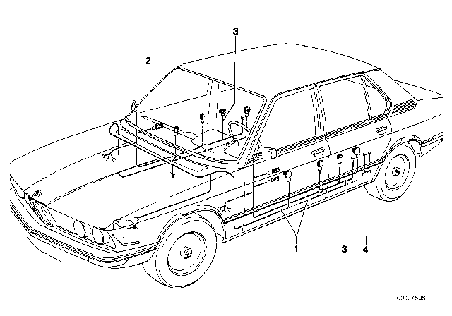 1979 BMW 528i Wiring Co-Drivers Side Diagram for 61121364113