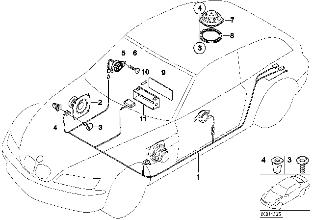 2001 BMW Z3 Audio Wiring Harness Stereo Diagram for 61108384179