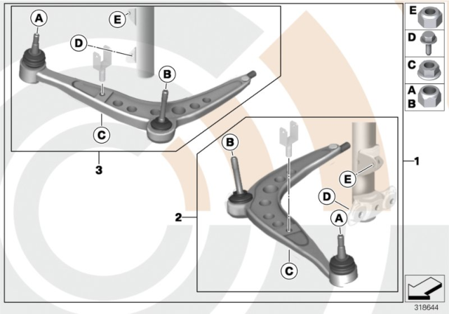 1993 BMW 325i Service Kit Control Arm / Value Line Diagram