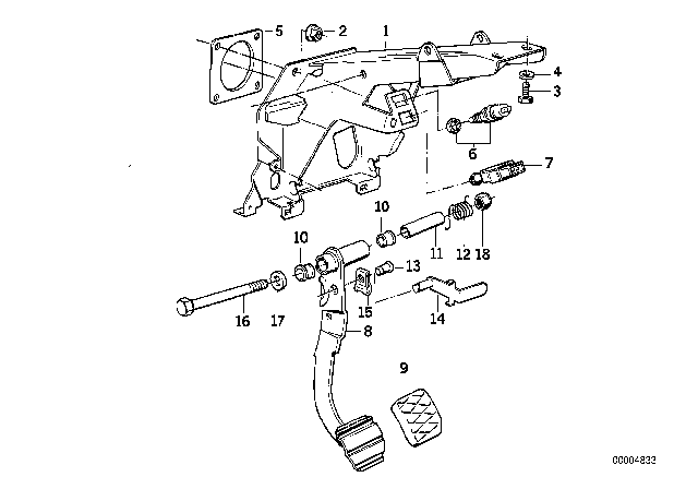 1994 BMW 525i Pedals Supporting Bracket / Brake Pedal Diagram