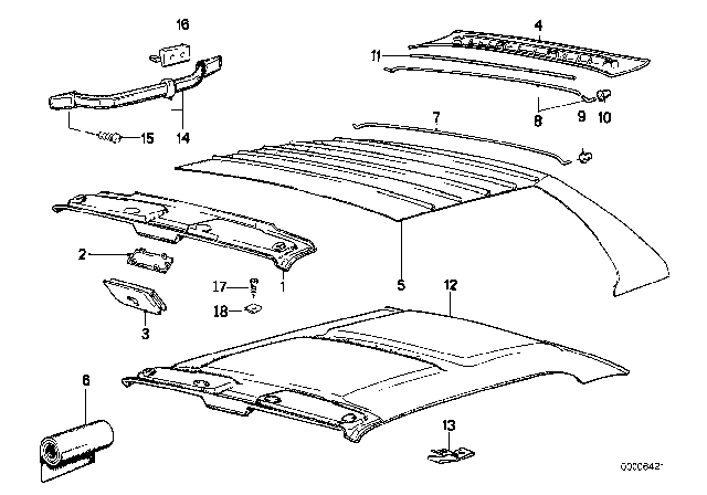 1989 BMW M3 Roof Trim - Headlining Moulded / Handle Diagram