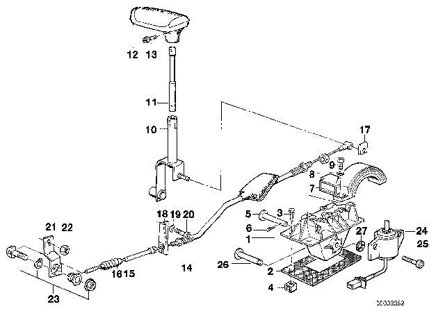 1991 BMW 525i Gear Shift Parts, Automatic Gearbox Diagram