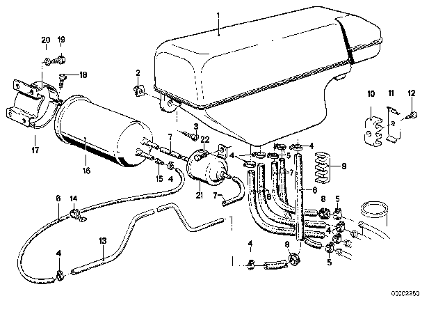 1985 BMW 735i Expansion Tank / Activated Carbon Container Diagram