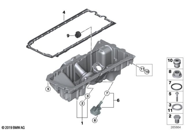 2016 BMW 535i xDrive Oil Pan Diagram for 11137556664