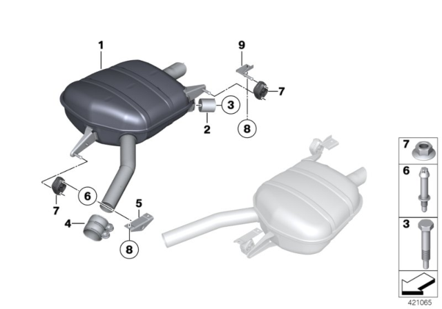 2011 BMW 740Li Rear Muffler Left Diagram for 18307646926