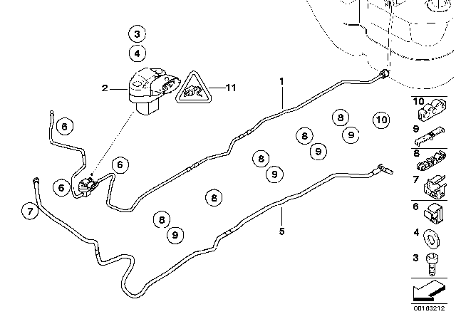 2007 BMW M6 Feed Line With Sensor Adapter Diagram for 16112282886