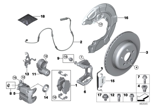 2017 BMW 740i Brake Caliper, Black, Left Diagram for 34216870573