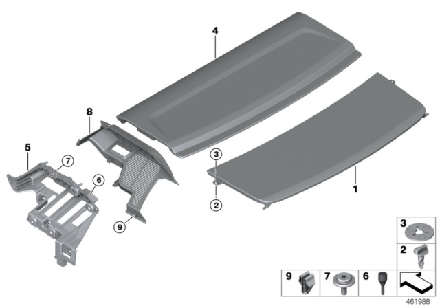 2016 BMW 535i GT Rear Window Shelf Diagram