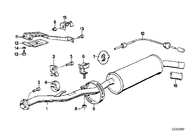 1985 BMW 318i Bracket Exhaust, Rear Diagram for 18211177828