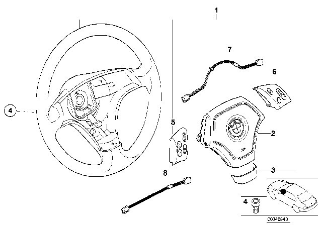 1999 BMW 323i Airbag Sports Steering Wheel Diagram