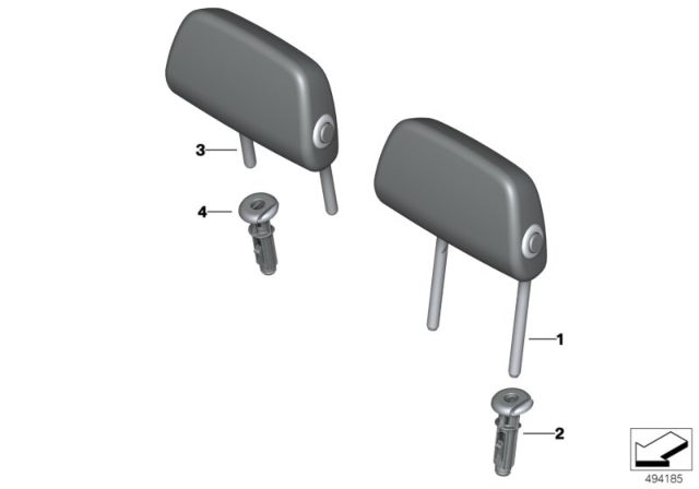 2019 BMW 330i Rear Seat Head Restraint Diagram