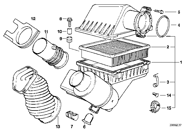 1993 BMW 740i Intake Silencer / Filter Cartridge Diagram
