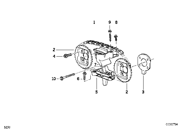 1994 BMW 325is Timing Gear Timing Chain Top Diagram 1