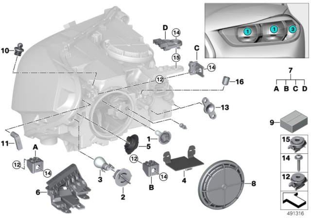 2020 BMW X2 Set, Repair Holder, Left Diagram for 63117428743