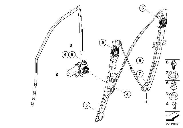 2009 BMW X5 Door Window Lifting Mechanism Diagram 1