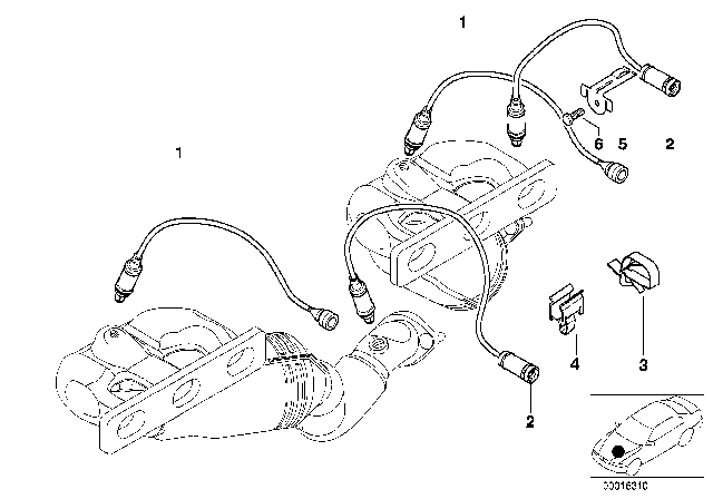 2003 BMW 525i Lambda Probe Fixings Diagram