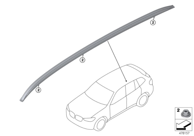 2019 BMW X3 Retrofit, Roof Rails Diagram