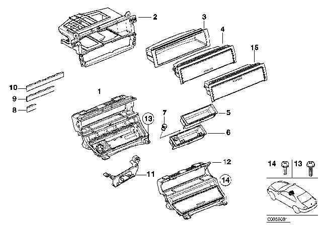 2001 BMW 325xi Storing Partition Mounting parts Diagram 1