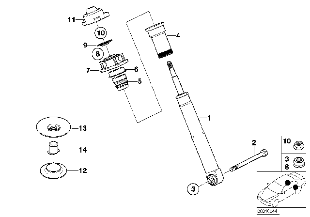 2000 BMW 540i Single Components For Rear Spring Strut Diagram