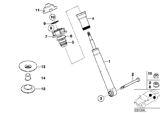 2002 BMW 540i Single Components For Rear Spring Strut Diagram