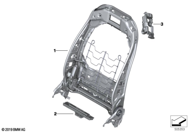 2020 BMW 840i xDrive Gran Coupe Seat, Front, Backrest Frame Diagram