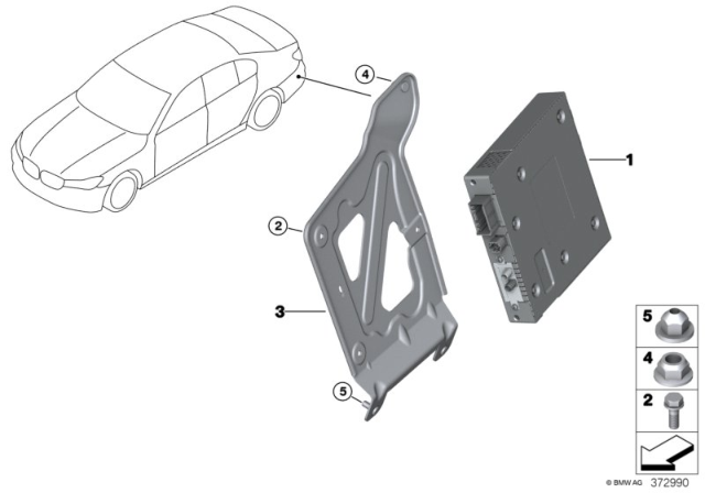 2018 BMW 530e TV Module / Holder Diagram