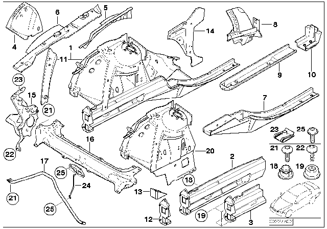 2004 BMW 760Li Section Of Right Front Wheel Housing Diagram for 41147044664