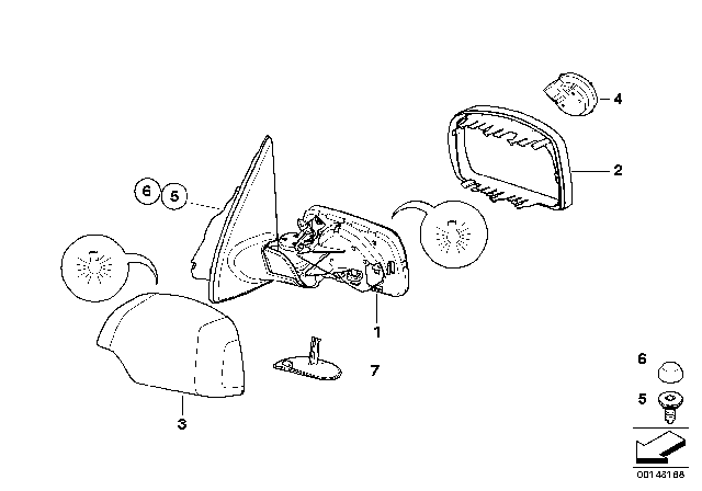 2006 BMW X5 Exterior Mirror Diagram 1