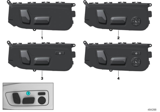 2020 BMW M340i Seat Adjustment Switch Diagram 2