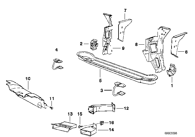 1991 BMW 750iL Front Body Parts Diagram