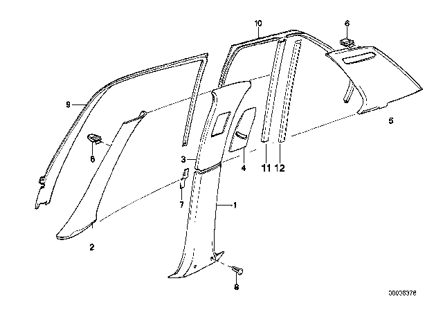 1988 BMW 750iL Interior Trim Lateral Diagram