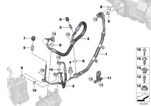 2020 BMW X5 PRESSURE HOSE ASSY COMPRESSO Diagram for 64539354586