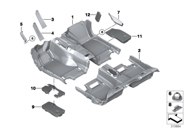2015 BMW 535i xDrive Floor Trim, Front Diagram for 51478057125