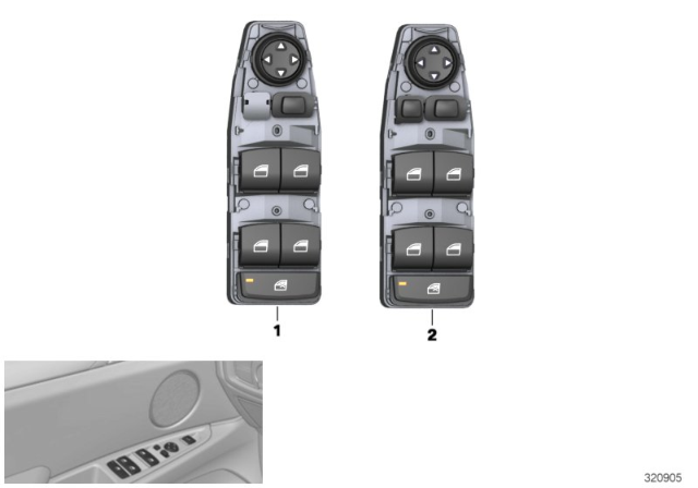 2016 BMW X6 Switch, Window Lifter, Driver's Side Diagram