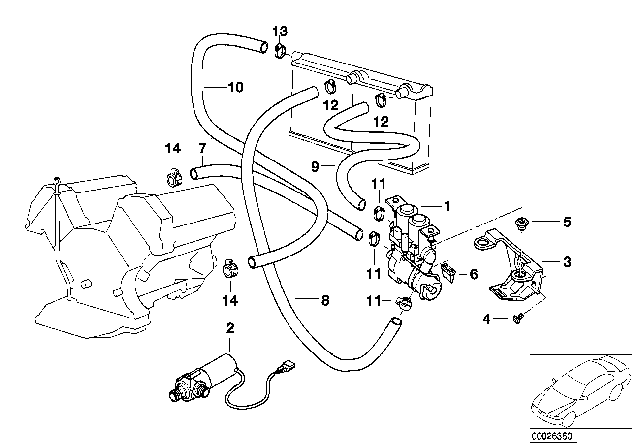 1999 BMW 740iL Water Valve / Water Hose Diagram