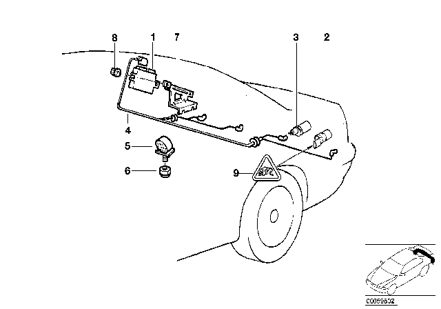 1997 BMW 528i Cable Set, Passive Pdc Diagram for 61128363272