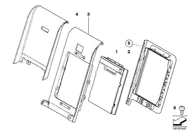 2008 BMW M5 Rear Seat Ski Bag Diagram